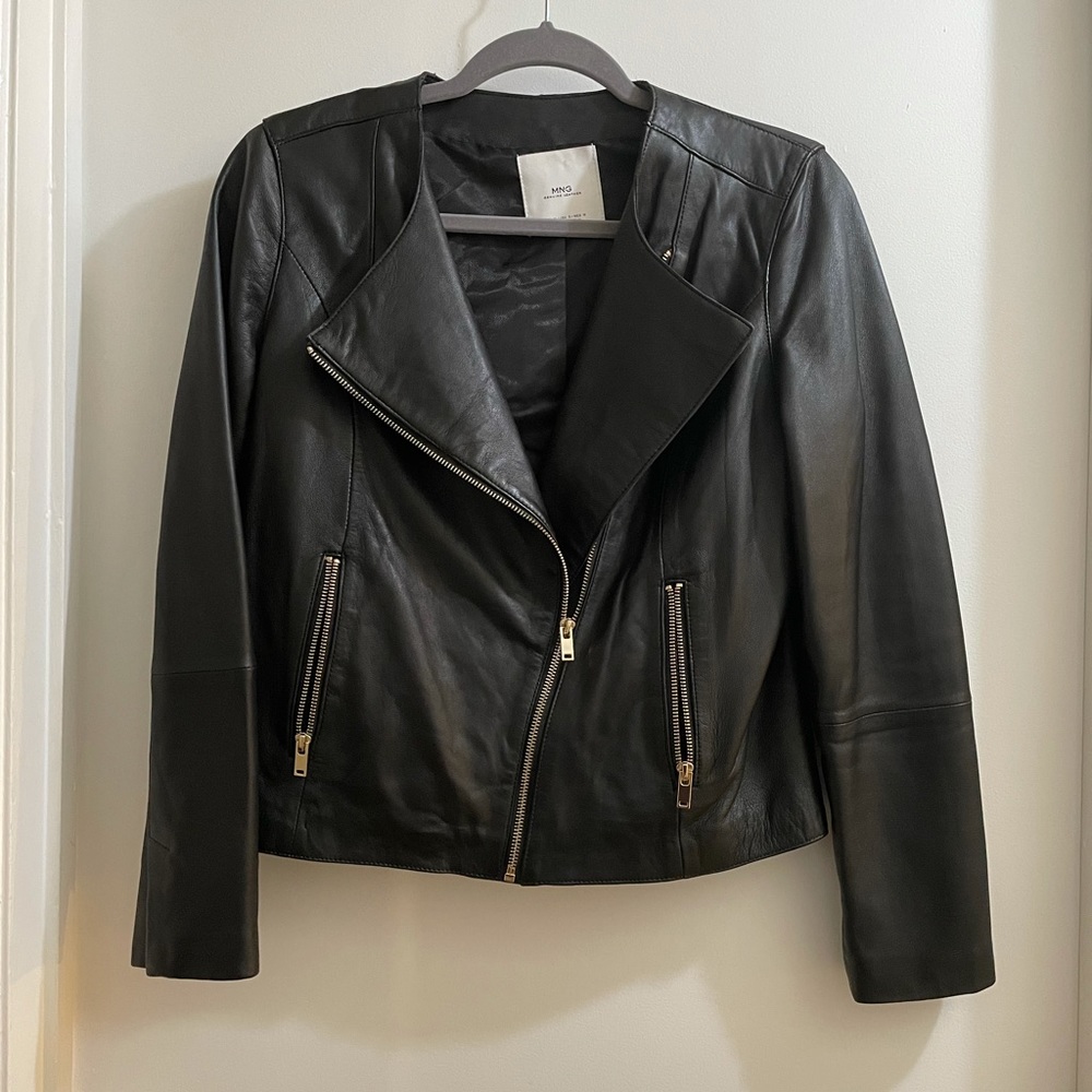 Mango Genuine leather jacket—S